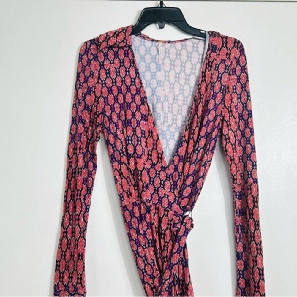 Free People NWOT Rhetta Rusty Rose Multi Print Mini Wrap Dress- Size XS - Picture 8 of 15